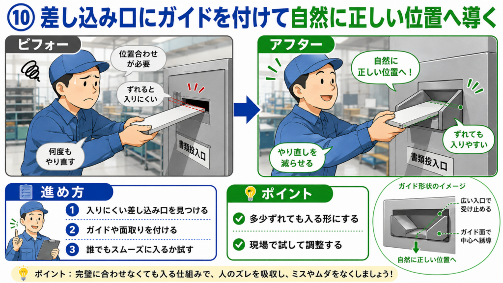 差し込む・入れる・戻すをラクにする現場改善全10選｜狙わず決まる治具と仕組みの作り方