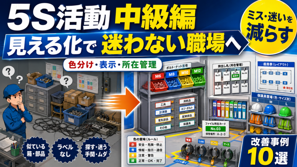 【5S活動 中級編】見える化でミス・迷いをゼロにする！現場の改善事例10選と定着手順