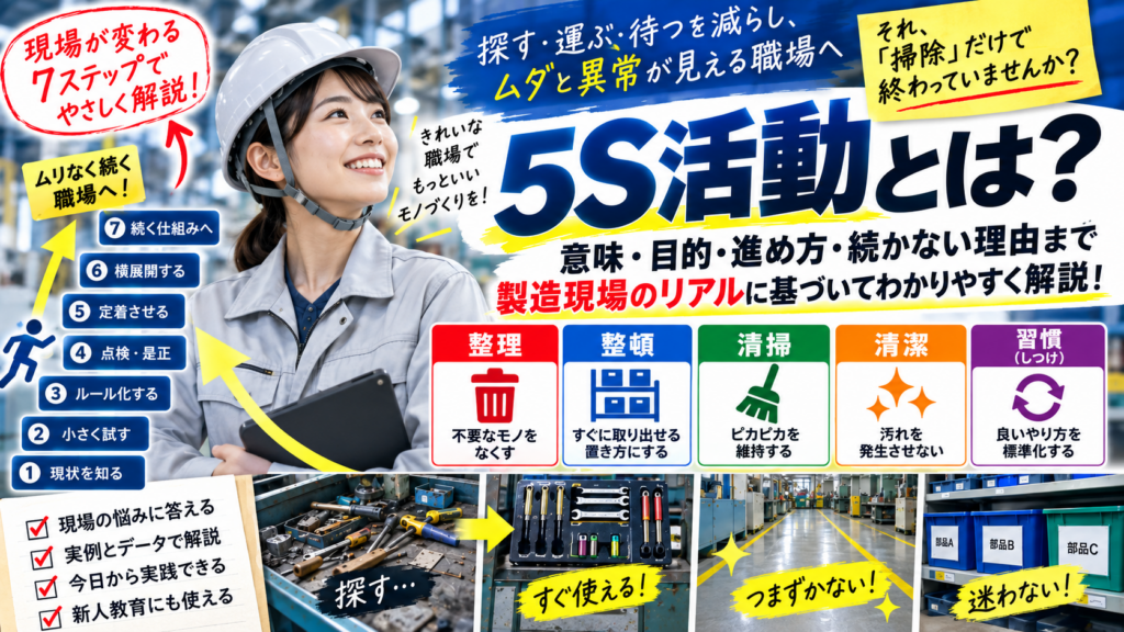 5S活動とは？意味・目的・進め方7ステップ・続かない理由と直し方を製造現場目線で解説
