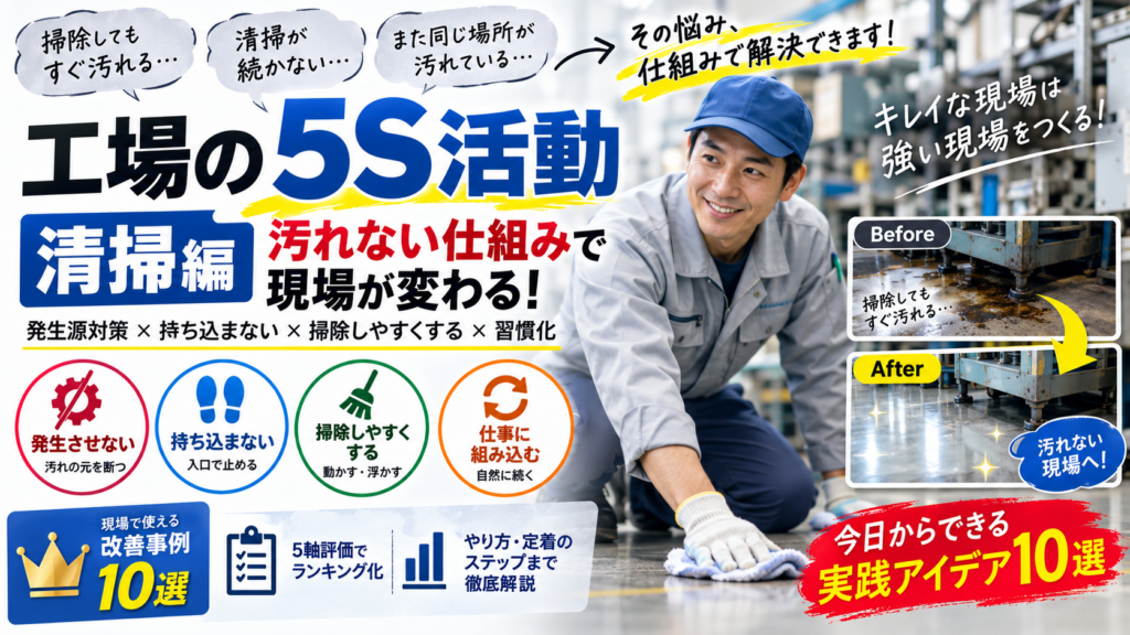 工場の5S清掃が続かない原因は？汚れない仕組みをつくる改善事例10選と定着手順のコツ